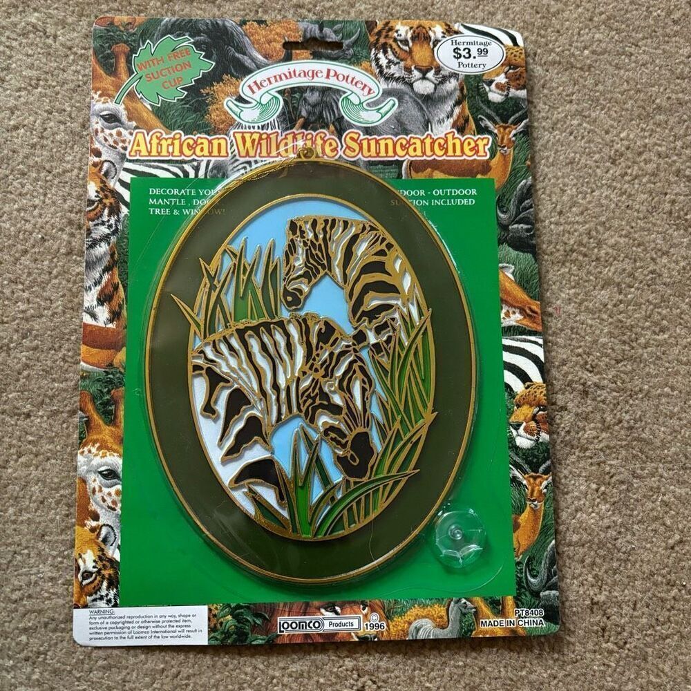 Hermitage Pottery African Wildlife Suncatcher Zebras 1996 *New*
